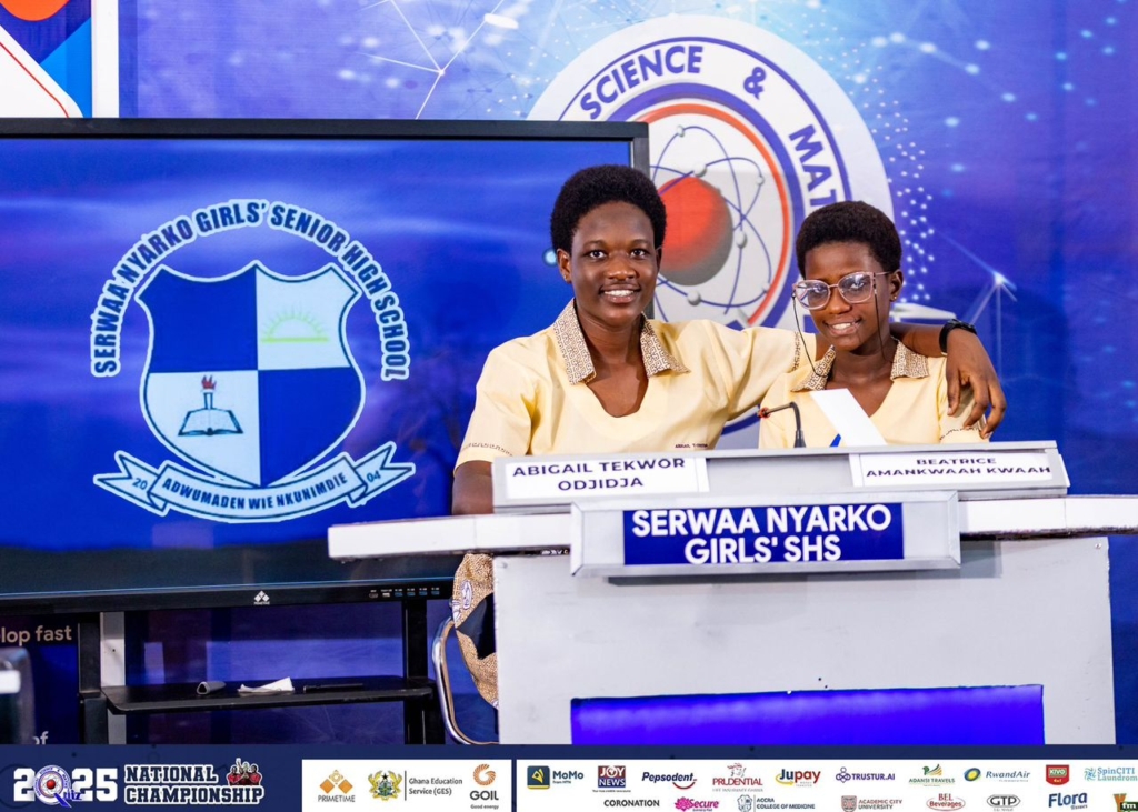 NSMQ National Stage Presentation with School Crest